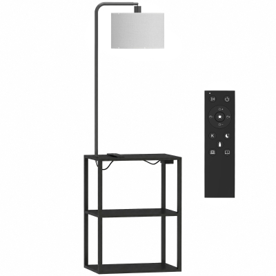 HOMCOM Floor Lamp 3-Tier Storage Table Charging Station Black