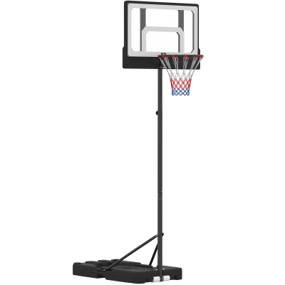 SPORTNOW Cesto de Basquetebol Infantil com Suporte Ajustável 108-213 cm com Rodas Preto