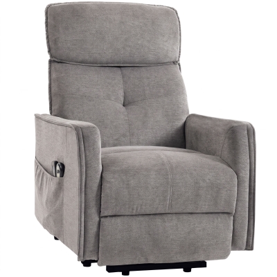 HOMCOM Sillón Relax Reclinable Eléctrico Levanta Personas con 2 Puntos Masaje Asiento con Muelles Reposapiés de Chenilla Gris