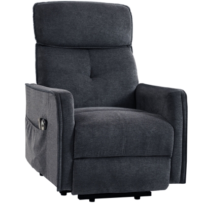 HOMCOM Sillón Relax Reclinable Eléctrico Levanta Personas con 2 Puntos Masaje Asiento con Muelles Reposapiés de Chenilla Negro
