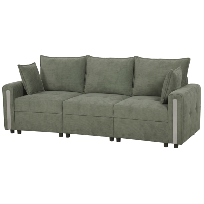 HOMCOM 3-Seater Velvet Sofa Lift-Up Storage 228cm Dark Green