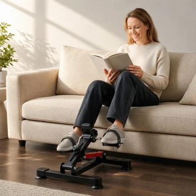 HOMCOM Mini Bicicleta Estática de Ejercicio Pedales Estáticos con Altura y Longitud Ajustables Pantalla LCD Máquina Pedalear de Manos y Piernas 33-43x40x24,5-34,5 cm Negro