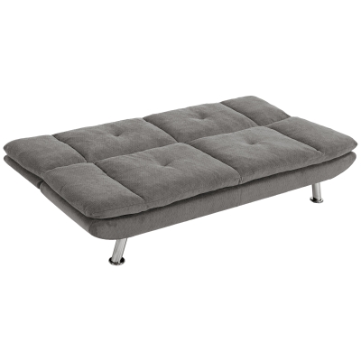 HOMCOM 3-Seater Convertible Sofa Bed Adjustable Backrest Grey