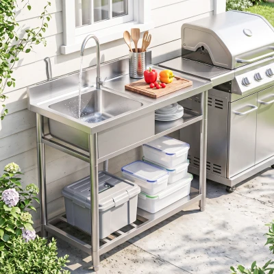 Outdoor Sink 100W x 51.5D x 100Hcm Silver