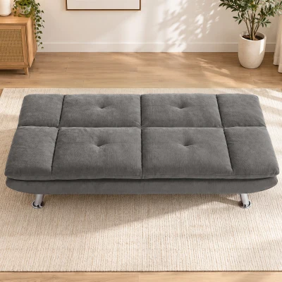 HOMCOM 3-Seater Convertible Sofa Bed Adjustable Backrest Grey