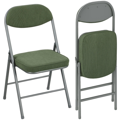 HOMCOM Chaises Pliantes Velours Vert Salle à Manger Lot de 2