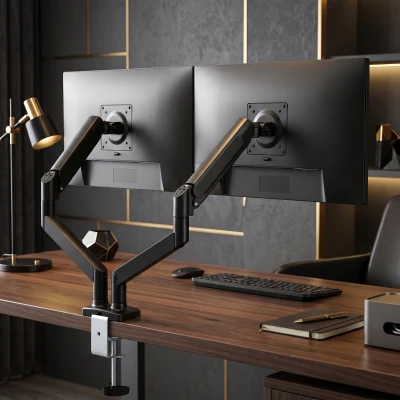 HOMCOM Dual Monitor Stand Height Adjustable Tilt Swivel Black