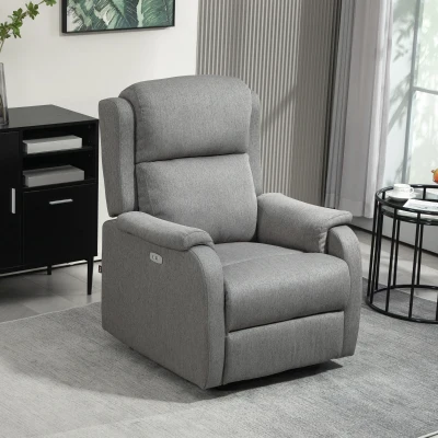 HOMCOM Poltrona Relax Elettrica Reclinabile con USB, Grigio Scuro