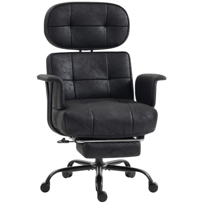 HOMCOM Big & Tall Office Chair Reclining Leathaire Footrest Black