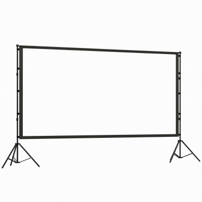 HOMCOM Ecrã de Projeção Manual 120 Polegadas Formato 16:9 HD 4K/8K Dupla Face com Suporte para Interior e Exterior Branco