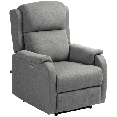 HOMCOM Poltrona Relax Elettrica Reclinabile con USB, Grigio Scuro