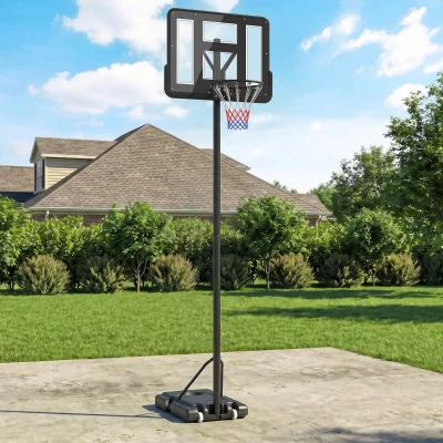 HOMCOM Panier Basket Extérieur Hauteur Réglable 1,6-3,05m Noir