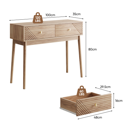 Bureau console, Chêne