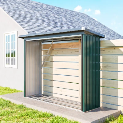 Outsunny Abri Bûches Acier Galvanisé 213x66,5x150cm Vert