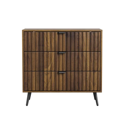 Commode à 3 tiroirs en MDF, Noyer