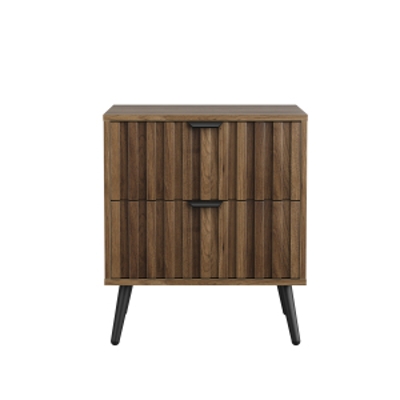 Nachttisch mit zwei Schubladen, eingelassenem Design und Kippsicherung, 45x40x53 cm, Walnuss