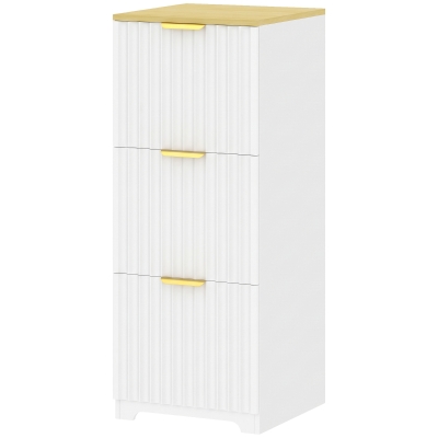 HOMCOM Arquivador Vertical com 3 Gavetas e Barras Ajustáveis para Pastas A4, Móvel de Escritório 39,5 x 40 x 103 cm, Branco