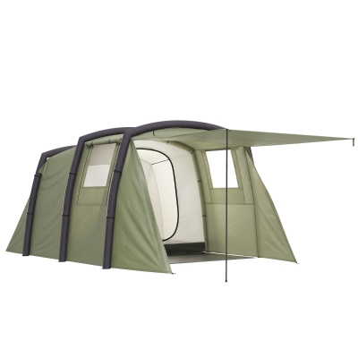 Outsunny Tienda de Campaña Inflable Tipo Túnel para 3 Personas con Vestíbulo Ventanas de Malla y Bolsa Impermeable Verde Oliva