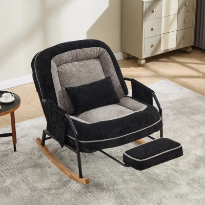 Fauteuil à bascule grand format, Noir+Gris