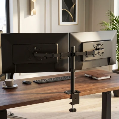 HOMCOM Dual Monitor Stand Height Adjustable 360° Rotation Black