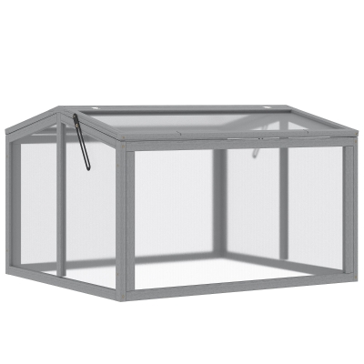 Outsunny Kweekbak Minikas Broeikas met Deksel van Hout en Polycarbonaat Weerbestendig Lichtgrijs 90 x 80 x 58 cm