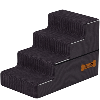 PawHut Dog Stairs 4-Step Washable Cover Carry Handle