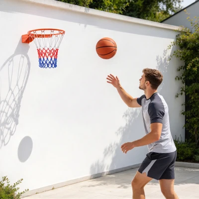 SPORTNOW Basketballkorb zur Wandmontage mit Allwetter-Netz, robuster Universal-Ersatzring für Innen- und Außenbereich