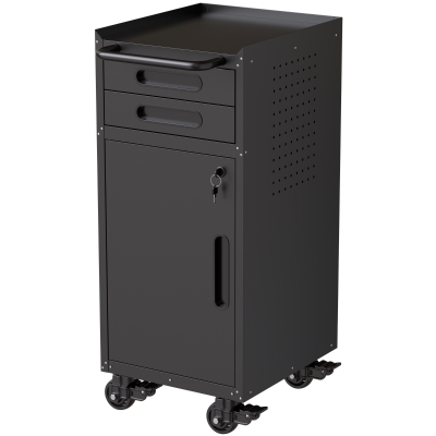Armoire à outils mobile étroite en métal, Noir