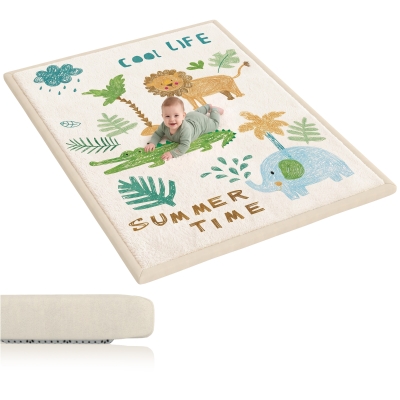 AIYAPLAY Tapete de Atividades Infantil Tapete de Quarto em Espuma Espessura 3 cm Estampa Animal Fundo Antiderrapante 150x200 cm Multicolorido