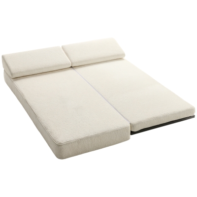 HOMCOM Sofá-cama 3 em 1 de 3 Lugares com 2 Almofadas Laváveis e Estrutura em Aço 193x82x57 cm Creme