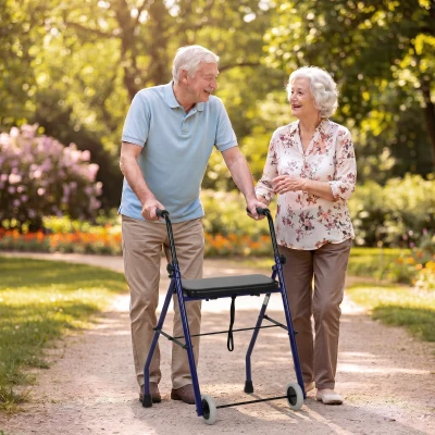 Cadru de Mers pentru Seniori cu Șezut Căptușit, Albastru Închis