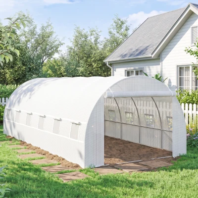 Outsunny Bâche Serre Tunnel 6x3m PE Anti-UV 12 Fenêtres