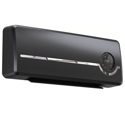 HOMCOM Calefactor mural de cerámica 1000/2000W, radiador eléctrico, ventilador, termostato, temporizador, 50x18,6x12,9cm, negro