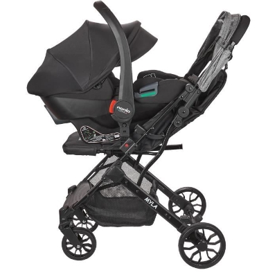 NANIA - Poussette combinée 2-en-1 avec siege auto Rimini - MYLA - 4 roues - Noir