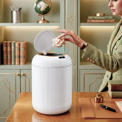 HOMCOM Poubelle Cuisine 10L Automatique Infrarouge Blanc