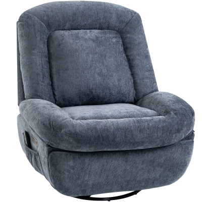 HOMCOM Fauteuil Relax Électrique Massage Pivotant Chauffant Bleu