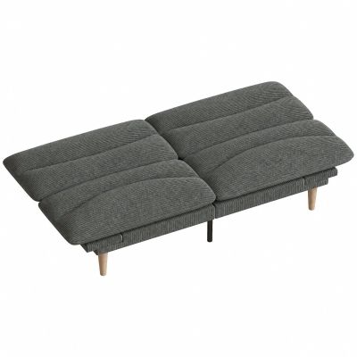 HOMCOM Sofá Conversível 2 Lugares 3 em 1, Sofá-Cama Clic-Clac em Veludo Cotelê 193 cm, Encosto e Apoios de Braço Reguláveis, Cinza