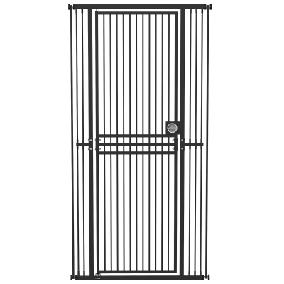 PawHut Portão para Gatos Extra Alto 198 cm, Ajustável 74-100 cm, Montagem por Pressão, Fecho com Anel, Preto