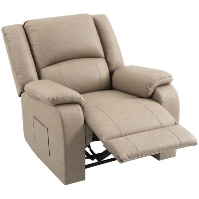 HOMCOM Fauteuil Relax Inclinable PU Large 155° Kaki