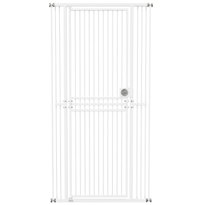 PawHut Extra hohes Katzengitter 198 cm, verstellbar 74-100 cm, Druckmontage, Ringverschluss, Weiß