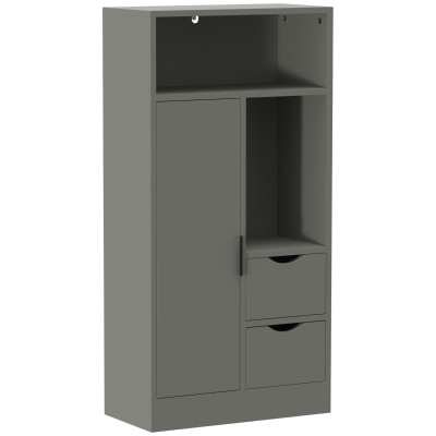 HOMCOM Móvel de banheiro, móvel de armazenamento estreito com 2 gavetas, compartimentos abertos, 50x25x100cm, verde claro