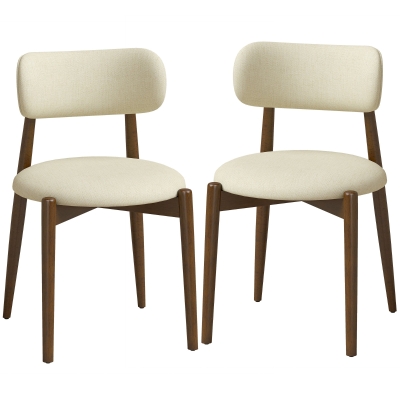 HOMCOM Juego de 2 Sillas para Comedor, Sillas de Cocina en Chenilla con Respaldo Curvado, Asiento Acolchado, Beige