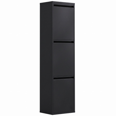 HOMCOM Lixeira de Triagem Basculante 3x15L com 3 Compartimentos, Baldes Internos Removíveis, Fecho Amortecido, Preto