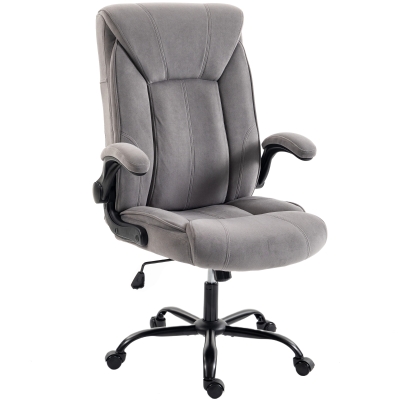 HOMCOM Cadeira de Escritório Ergonômica Rotação 360° Função de Balanço Cadeira de Secretária de Tecido Cinza