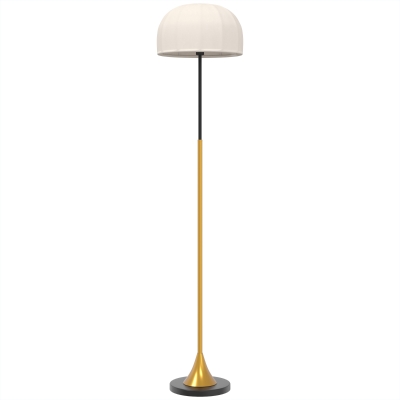 HOMCOM Candeeiro de Pé para Sala 40W com Abat-jour em Forma de Cúpula, Interruptor de Pé, 158 cm, Dourado e Branco