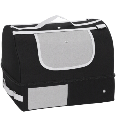 PawHut Caixa sanitária portátil para viagens com zíper & tampa, caixa sanitária dobrável para viagem, para uso interno & externo, Preto
