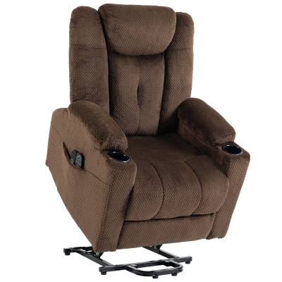 HOMCOM Fauteuil Relax Inclinable Massage Chauffant Marron Sénior