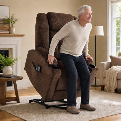 HOMCOM Fauteuil Relax Inclinable Massage Chauffant Marron Sénior