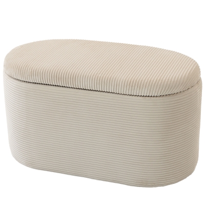 HOMCOM Bancă de depozitare din catifea taburet-cofret de depozitare tip nesting 3 în 1 cu 2 taburete mici integrate 82x43x44cm bej