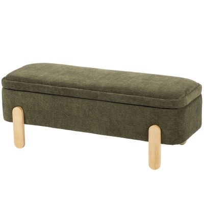HOMCOM Banc Rangement 2 Places 108x40cm Chenille Vert Bois